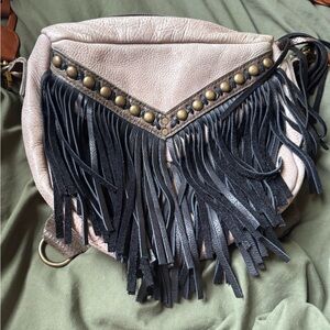 Bird Trouble fringed boho bag